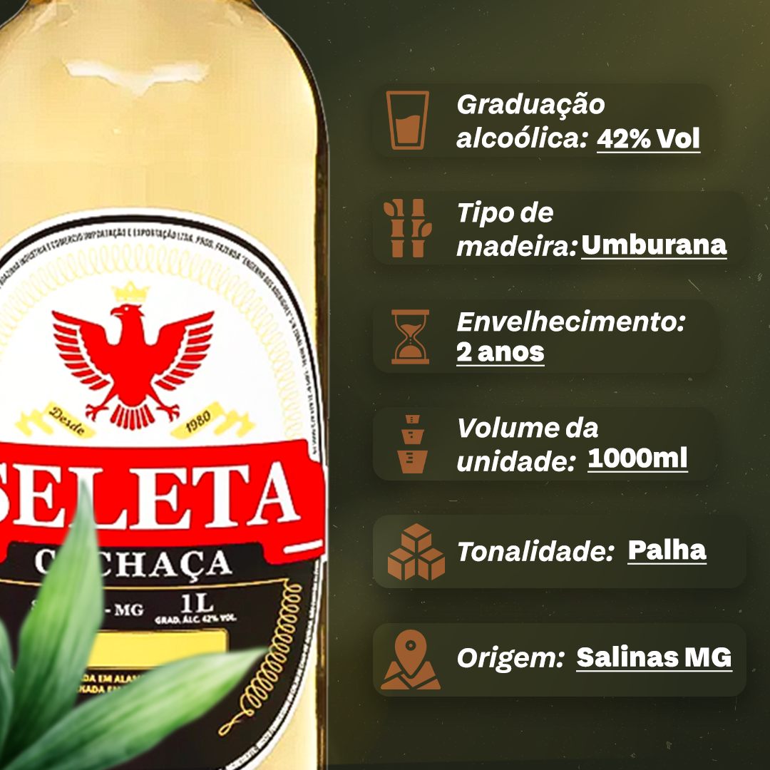 CACHAÇA SELETA OURO 1LT AGUARDENTE PINGA ANTÔNIO RODRIGUES - Empório Salinas