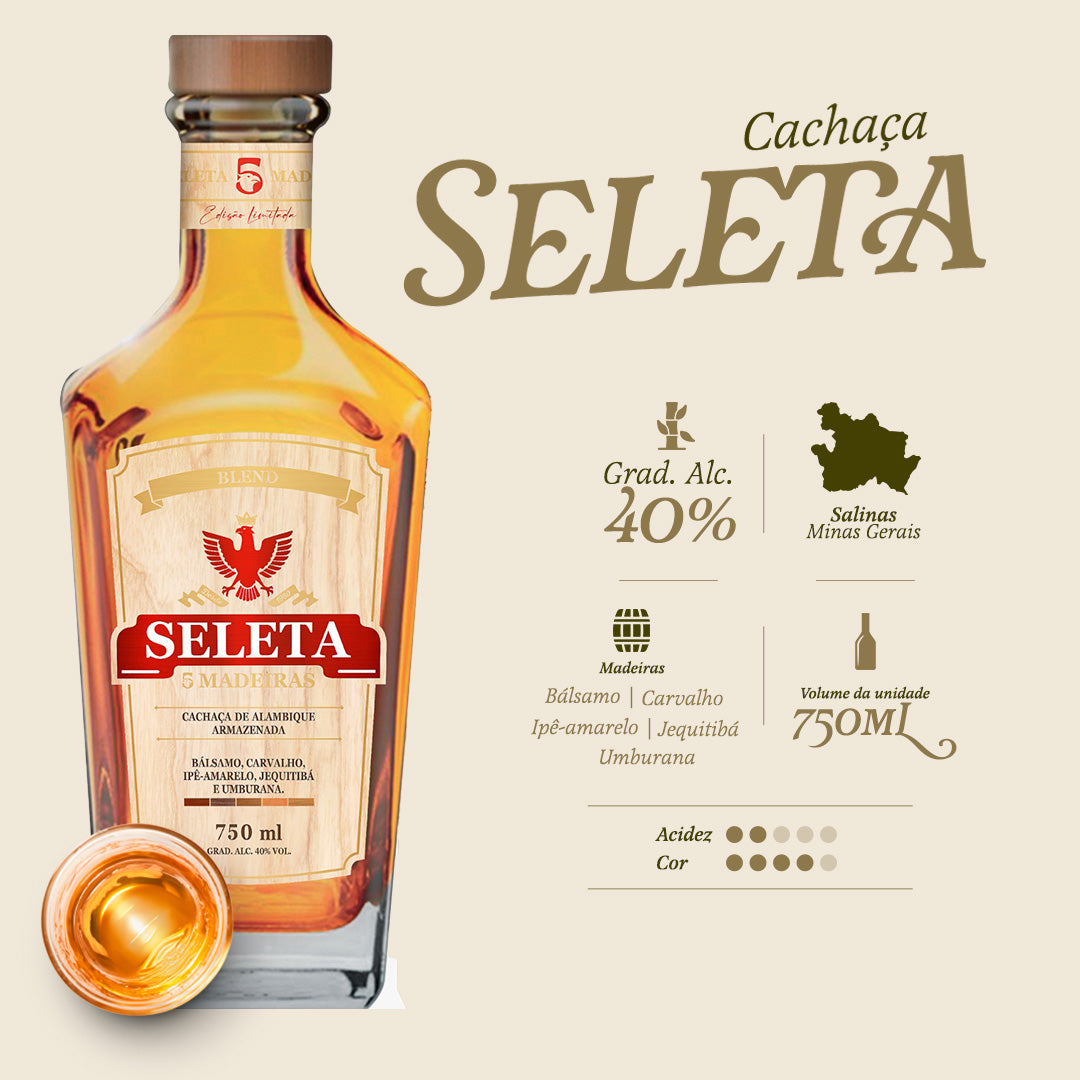 CACHAÇA SELETA 5 MADEIRAS - PREMIUM - Empório Salinas