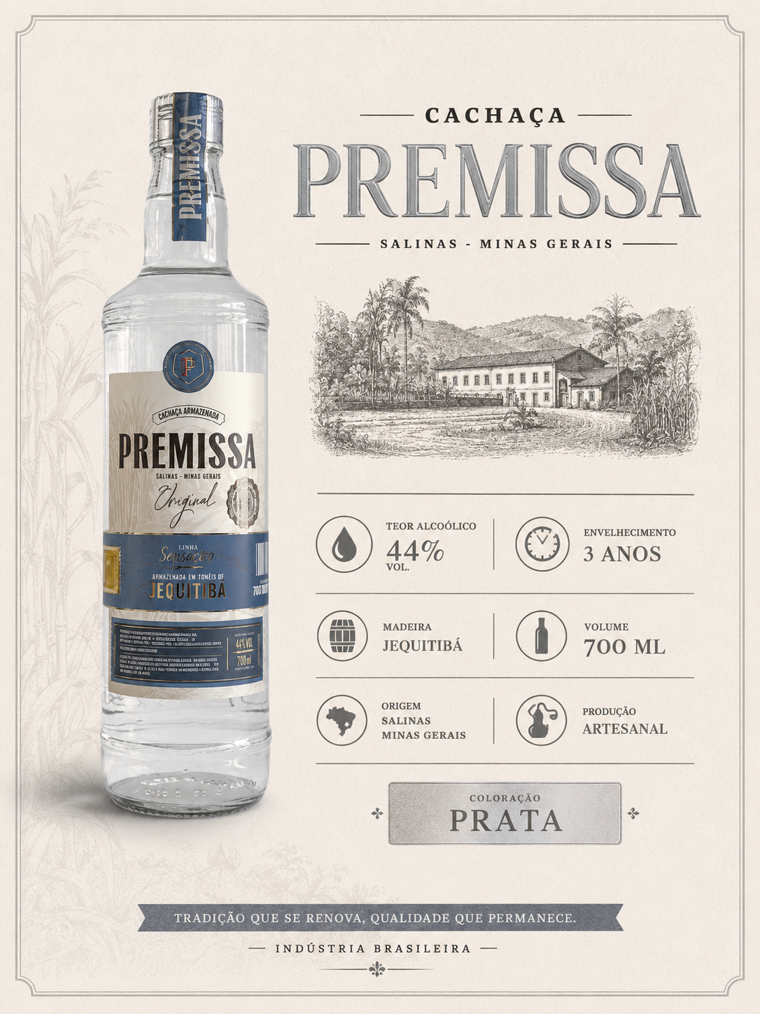 CACHAÇA PREMISSA JEQUITIBÁ 700ML - Empório Salinas