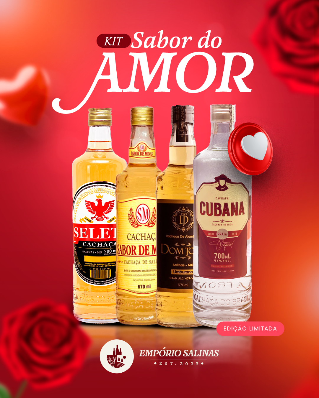 KIT DE CACHAÇA SABOR DO AMOR