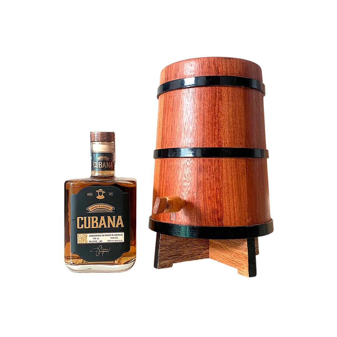KIT CACHAÇA CUBANA PREMIUM ESPECIAL + TONEL DE 2,5 LITROS EM AMBURANA - Empório Salinas
